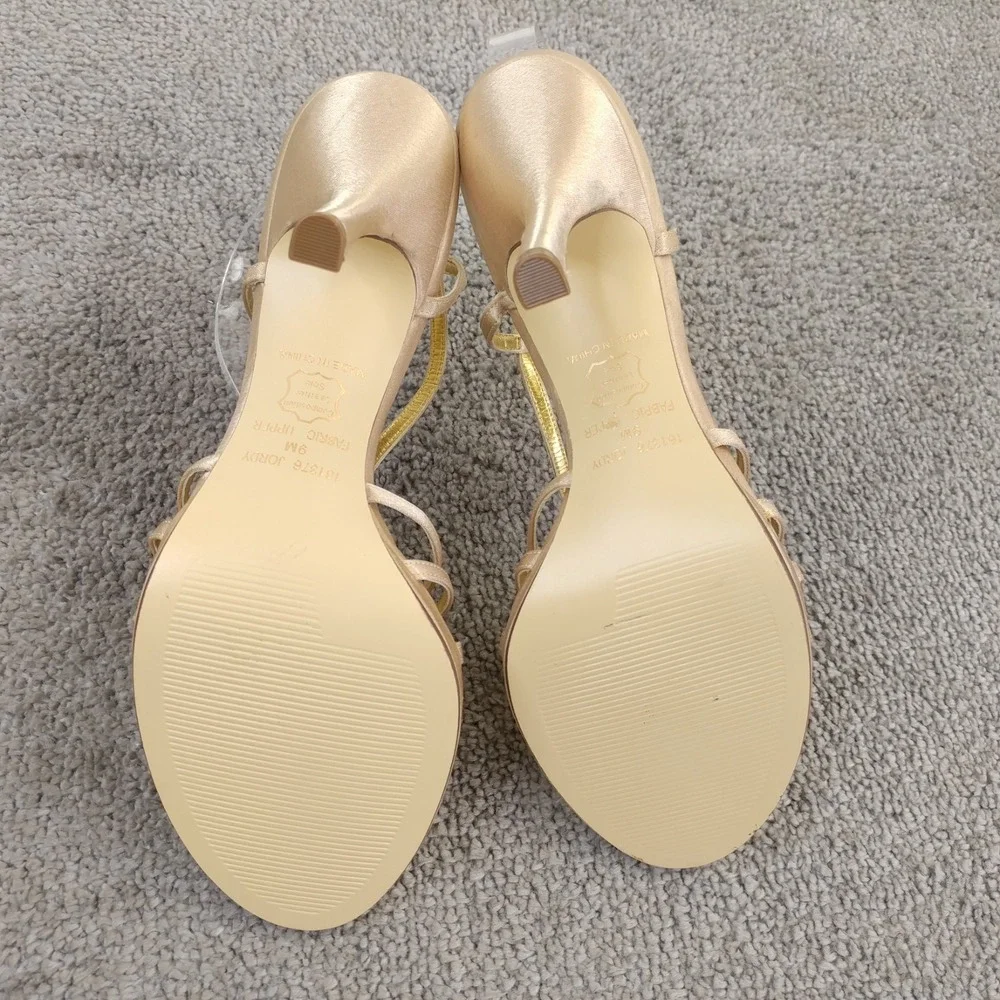 Michael Shannon Jordy Womens 9 Shoes Open Toe Gold Rhinestone Slingback Heels